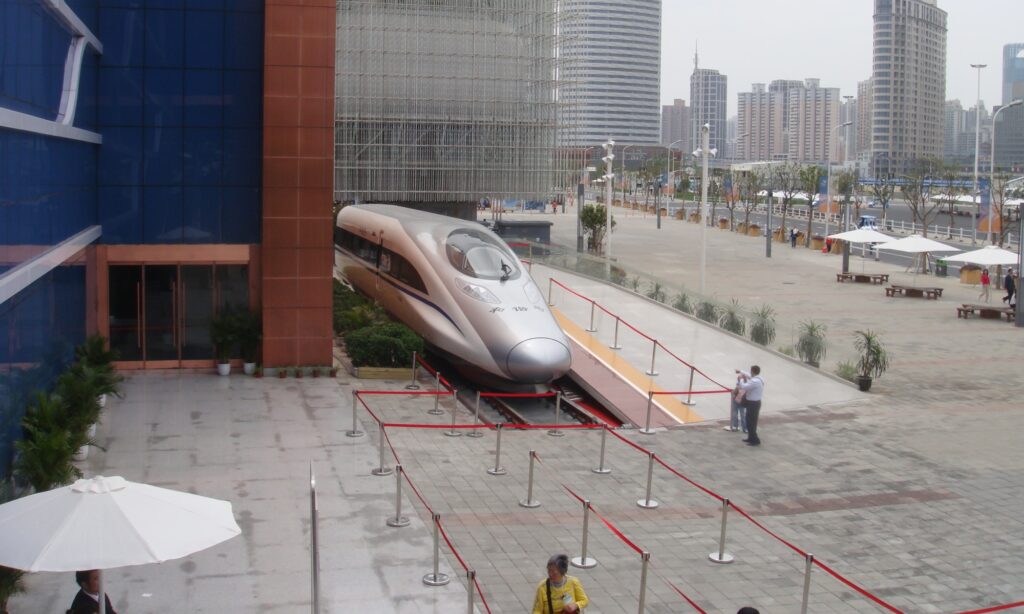 An image of the China Railway exposition at Shanghai Expo 2010